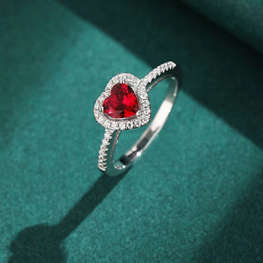 Adjustable Red Heart Ring With Led Light Box