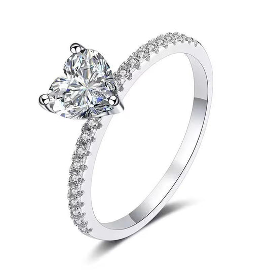 Diamond Heart Adjustable Ring With Led Light Box