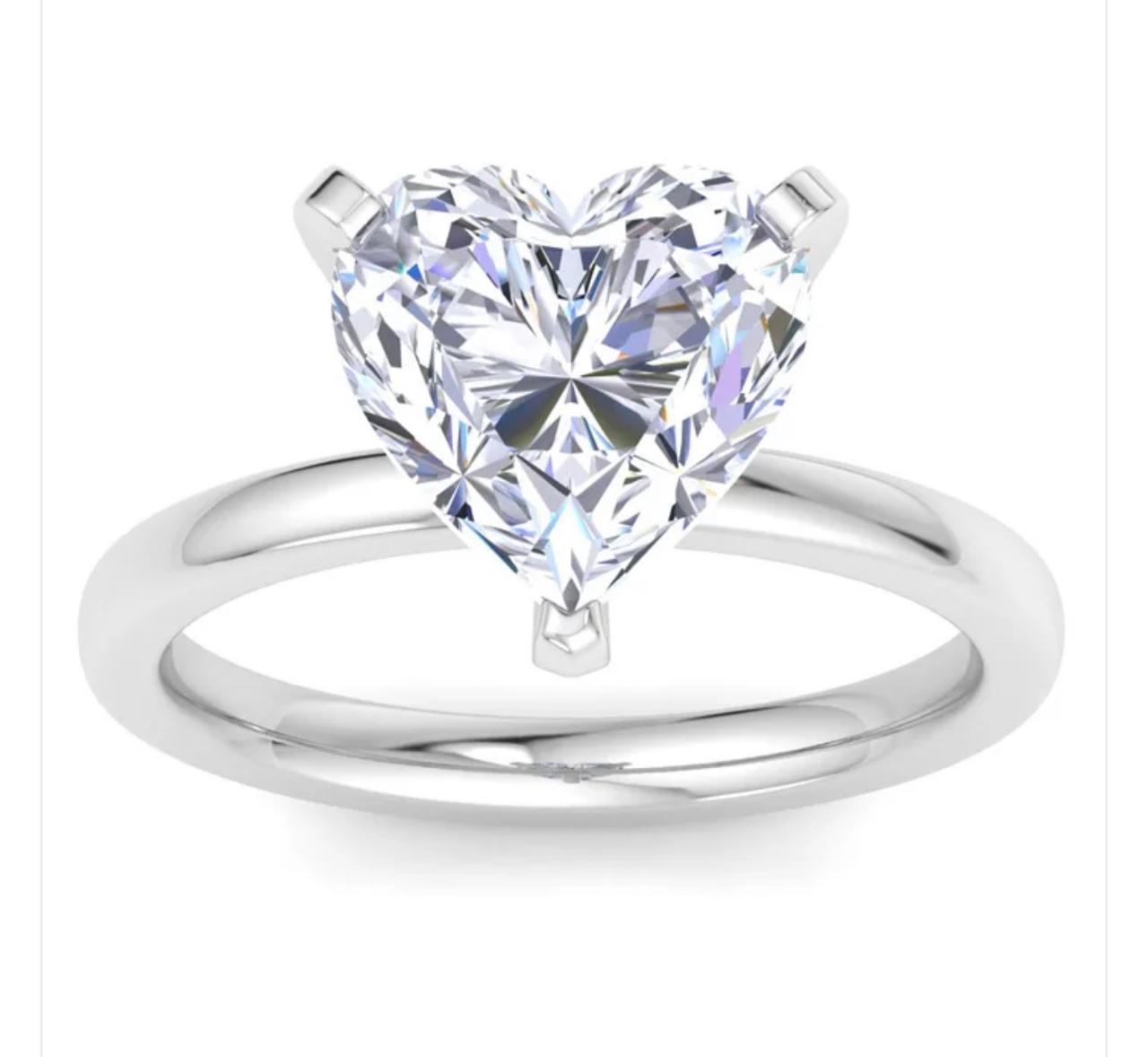 4 Carat Heart Shape Lab Grown Diamond Adjustable Ring With Important Ring Box