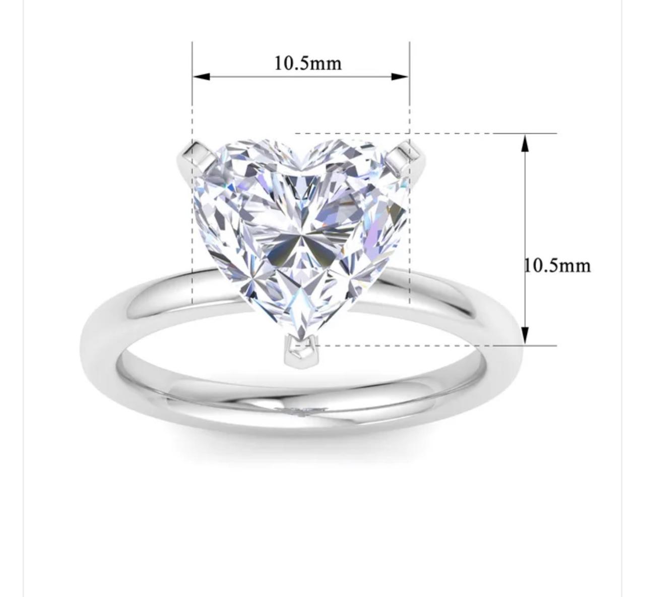 4 Carat Heart Shape Lab Grown Diamond Adjustable Ring With Important Ring Box