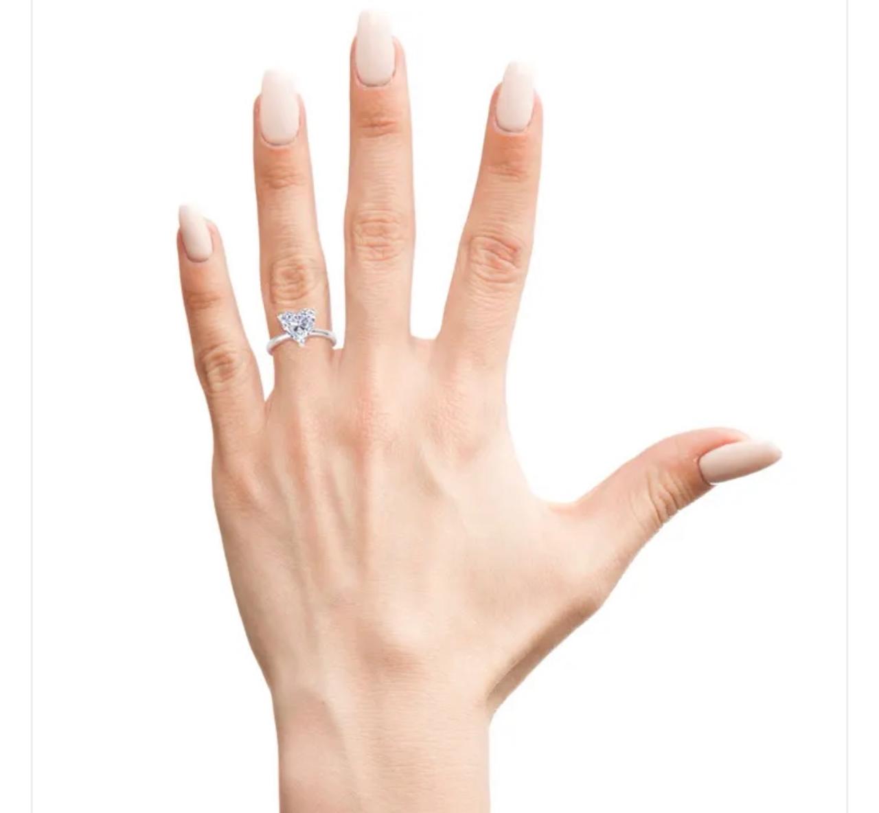 4 Carat Heart Shape Lab Grown Diamond Adjustable Ring With Important Ring Box